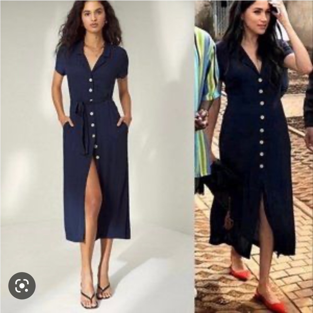 Aritzia Wilfrid Navy Button-Down Dress (House Dress) Size M